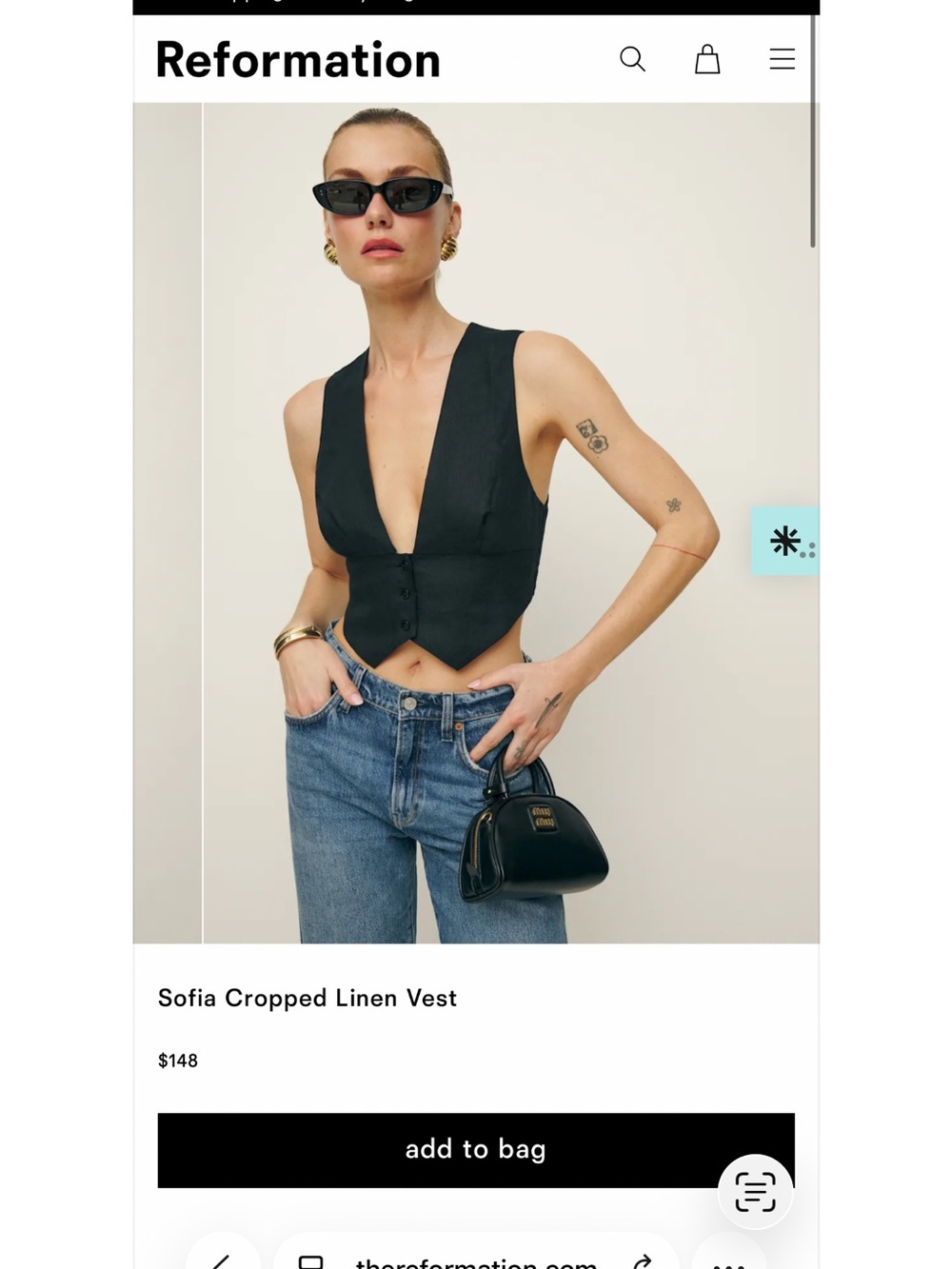Reformation Sofia Cropped Linen Vest - white